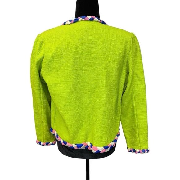 Alix of Bohemia Chartreuse Braided Trim Boho Jacket Green Cotton Small - Picture 9 of 16